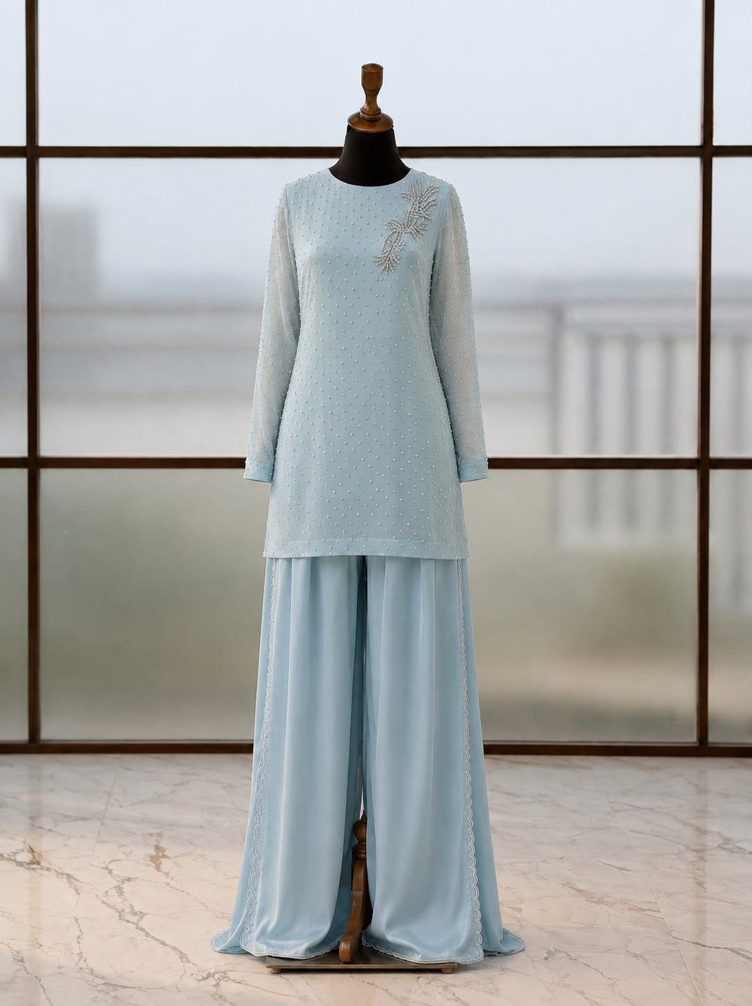 Pearl Detail Kurta & Palazzo Set