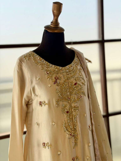 Pearl & Gold Embroidered Designer Suit