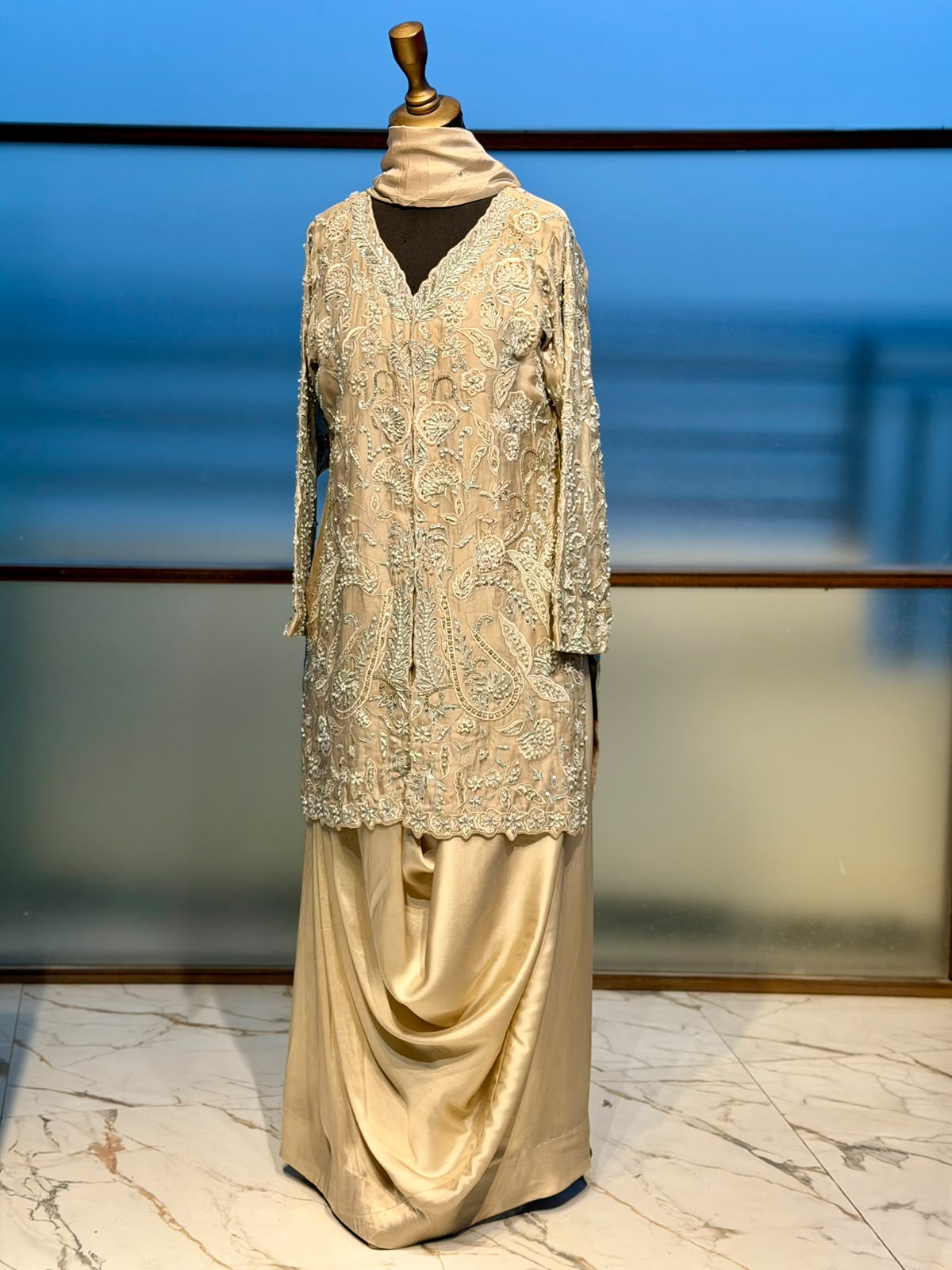 Champagne Pearl Paisley Kurta