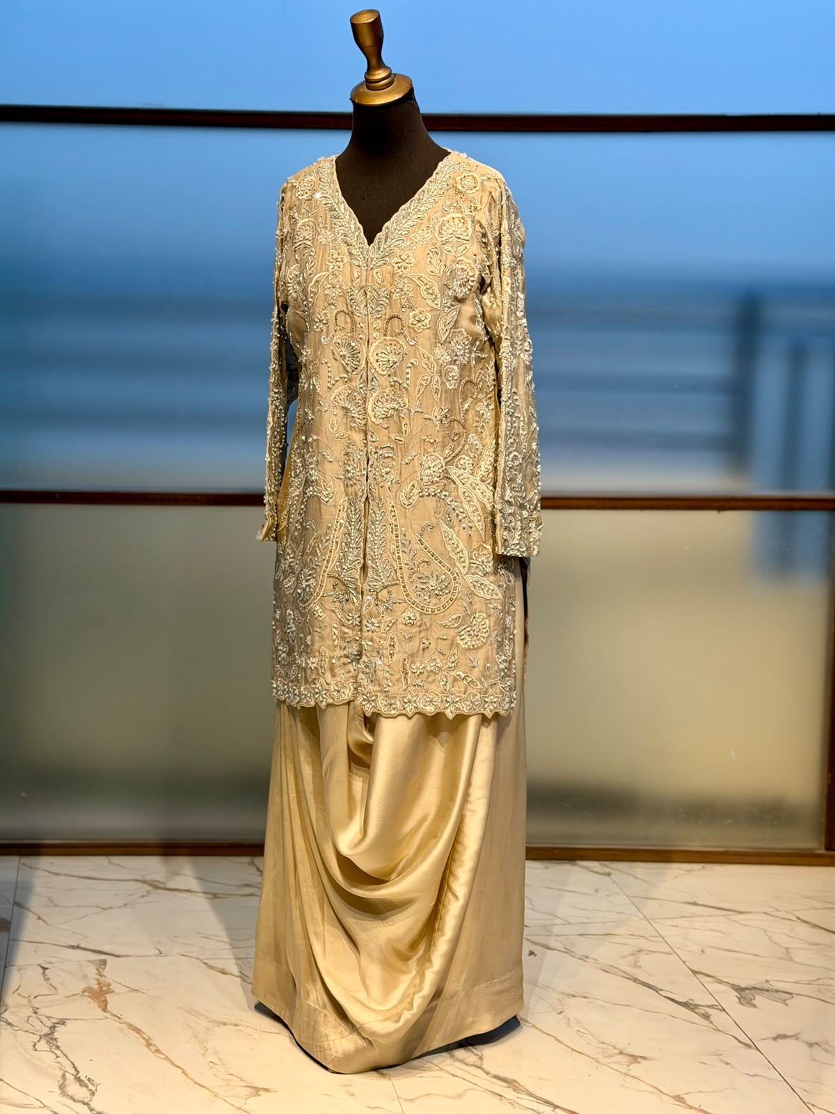 Champagne Pearl Paisley Kurta