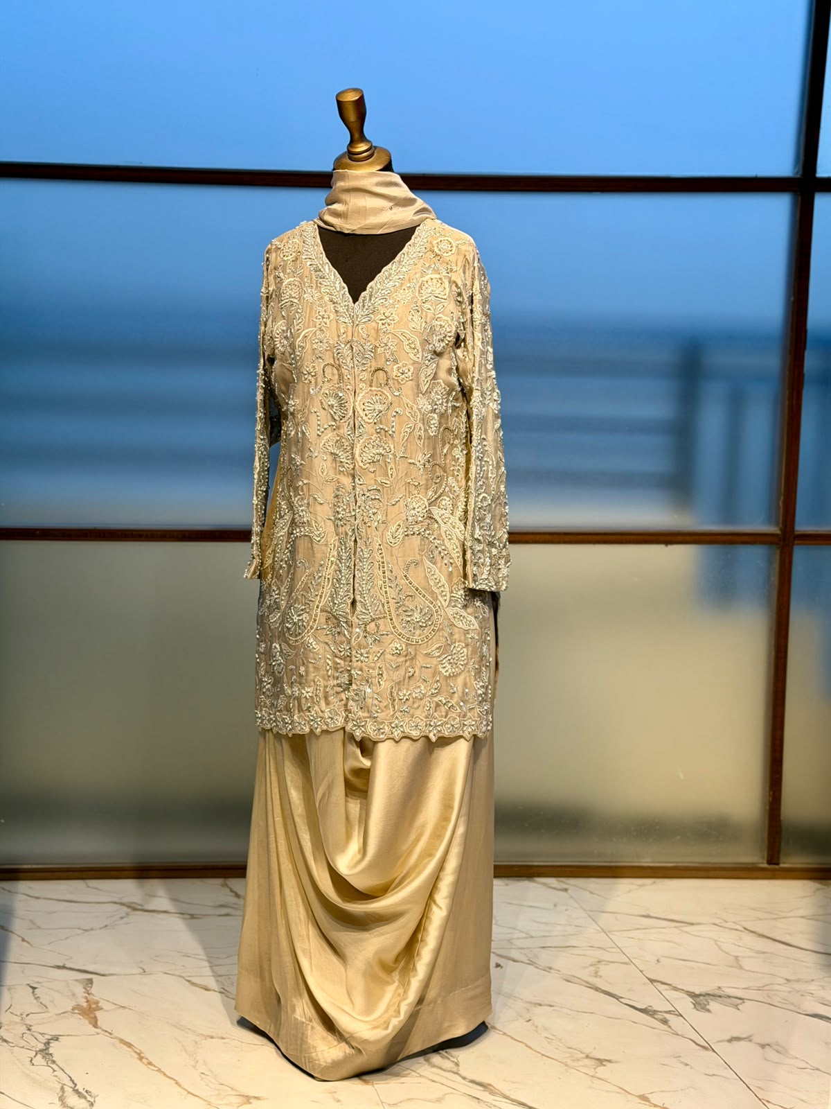 Champagne Pearl Paisley Kurta