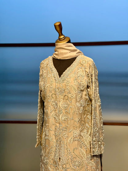 Champagne Pearl Paisley Kurta